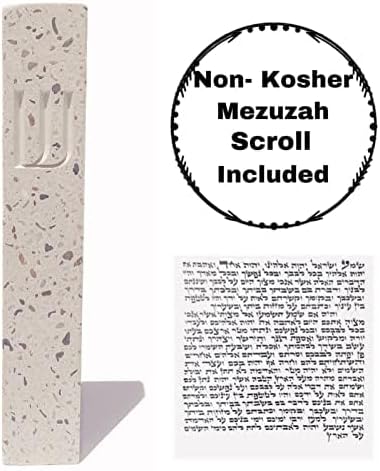 A&S Mezuzot A&S Modern Stone Mezuzah Case Design, Mezuza Cover for Scroll Protection, Easy Peel and Stick Houswarming Gift and Home Blessing (Terrazzo Beige, 6 Inches)