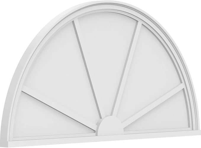 Ekena Millwork 50"W x 25"H x 2"P Half Round 4 Spoke Architectural Grade PVC Pediment