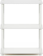 Furinno Turn-N-Tube Storage Shelves, 3-Tier Book Shelf, Corner Shelf, Toolless Open Shelves, for Organization and Storage, Living Room, Garage, Home Office, White