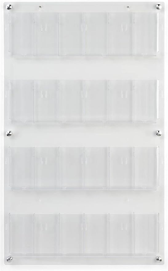 Displays2go Acrylic Brochure Rack, Wall-Mount, 4-Tiered, 12 to 24 Adjustable Pockets - Clear (2RP12CLR)