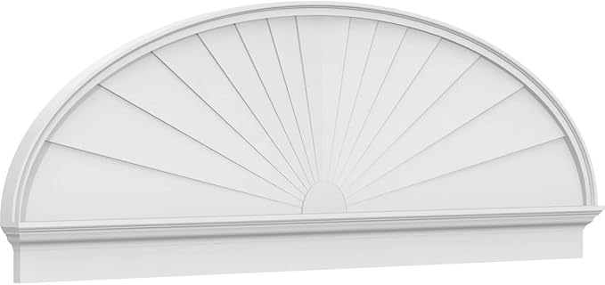 86" W x 28-3/8"H x 2-3/4"P Elliptical Sunburst Architectural Grade PVC Combination Pediment