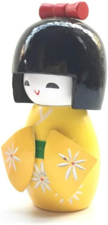 NUOBESTY Traditional Japanese Kimono Doll Ornament Wooden Asian Geisha Collectible Figurine Statue for Office Home Party Table Decoration Random