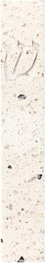A&S Mezuzot Quartz Mezuzah Case with Engraved Shin Design Easy Peel and Stick Judaica Door Mezuza (Vellum Speckled Quarts, 6 Inches)