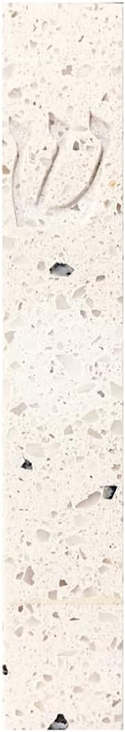 A&S Mezuzot Quartz Mezuzah Case with Engraved Shin Design Easy Peel and Stick Judaica Door Mezuza (Vellum Speckled Quarts, 6 Inches)