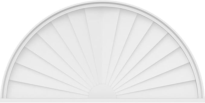 50"W x 25"H x 2"P Half Round Sunburst Architectural Grade PVC Pediment