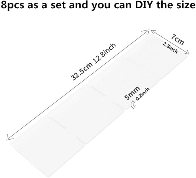 8pcs DIY Plastic Drawer Organizer Adjustable Drawer Dividers for Home Tidy Closet, Socks, Underwear, office school supplies, kitchen utensil tools (Clear White)