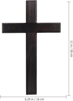 BESPORTBLE Cross for Wall Decor: 11 Inch Large Wooden Crosses Hanging Art for Home Bedroom Prayer Room Rustic Christian Catholic Metal Iron Crucifix Wood Black Craft