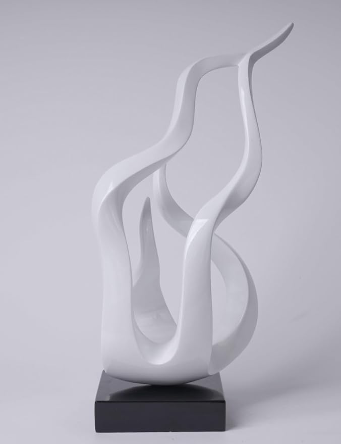 Abstract Sculpture Decor Modern Art Gift Holy Flame Figurine Statue for Home Office Living Dining Room White 16.5 Inch