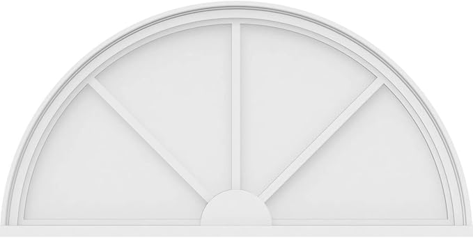 42"W x 21"H x 2"P Half Round 3 Spoke Architectural Grade PVC Pediment