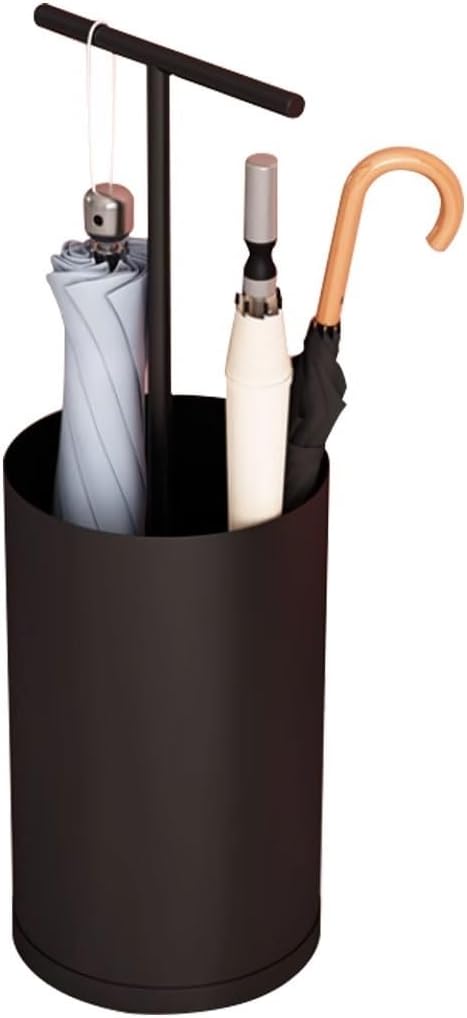 Compact Umbrella Stand for Home, Modern Design with Handle, Indoor Umbrella Storage Holder, Stylish Black Umbrella Organizer for Easy Access and Space-Saving