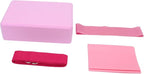 POPETPOP 1Set Yoga Tool Kit Includes Yoga Brick Resistance Ring Stretch Band and Towel Lightweight and Durable Fitness Accessories for Home Gym Pink Color