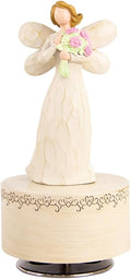 Angel with Flowers Resin Music Box, Hand-Wind Rotating Angel Figurines Musical Gift for Women, Mothers, Daughters - Perfect for Christmas, Birthday, Mother's Day & Anniversaries