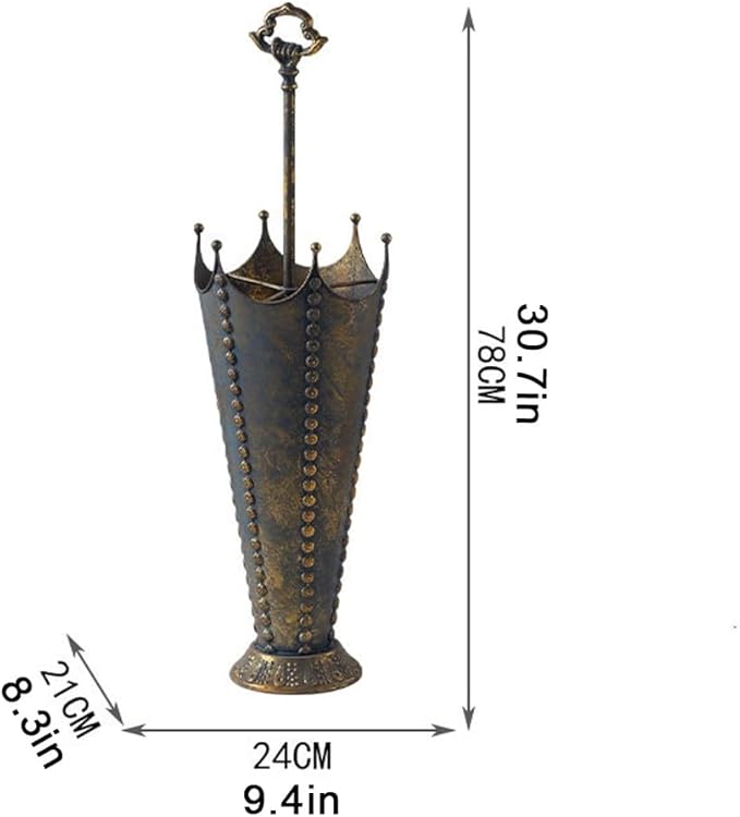 Vintage Wrought Iron Umbrella Stand, Distressed Umbrella Holder with Handle, Floor Standing Umbrella Storage, Multi-scene Umbrella Basket for Entryway, Living Room
