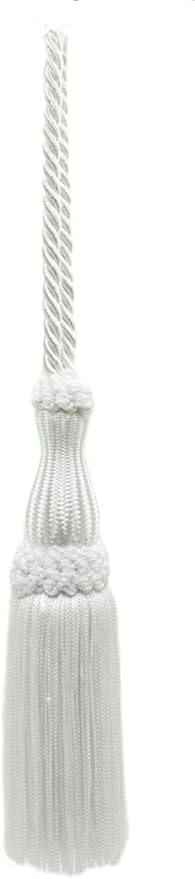 DÉCOPRO Beautiful Decorative Chainette Key Tassel 5 inch Tassel Length 5 Inch Loop Color: White - A1