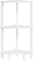 YUFAM 3-Tier Corner Shelf with Sturdy 5-Leg Base, Wooden Corner Bookshelf for Small Spaces, Small Corner Table for Living Room, Bedroom, Office, White