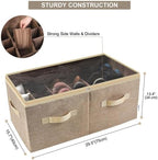 Moteph Shoe Organizer for Closet - Shoe Storage Organizer for Closet Organization with Clear Cover & Adjustable Dividers, Shoe Rack & Basket - (Light Brown, Large - 24 Pairs)