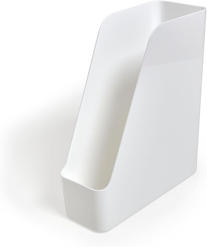 TRU RED Plastic Magazine File, White, 2‑Pack – Vertical Desktop Organizer for Magazines, Folders & Office Documents