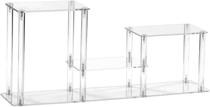 Clear Action Figures Display Risers Stand Shelf, Acrylic Perfumes Stands 3 Tier Display for Collectibles Pop Figurine,Cupcake Stand Perfume Organizer