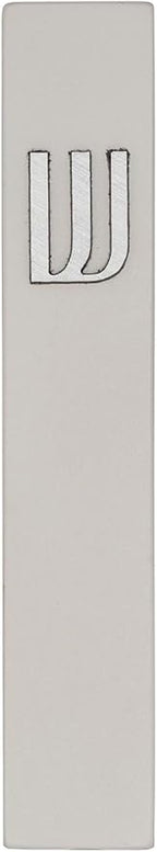 A&S Mezuzot Modern Concrete Mezuzah Case with Scroll, Easy Peel and Stick Mezuza (Grey+ Silver Shin, 7 Inches)