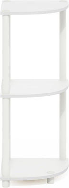 Furinno Turn-N-Tube Corner Shelf, 3-Tier Corner Bookshelf, Display Storage Shelves with Open Shelves, for Organization and Storage, Living Room, Home Office, Garage, White