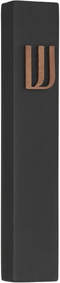 A&S Mezuzot Modern Concrete Mezuzah Case with Scroll, Easy Peel and Stick Mezuza (Black+ Wood Shin, 11 Inches)