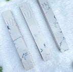 A&S Mezuzot Quartz Mezuzah Case with Engraved Shin Design Easy Peel and Stick Judaica Door Mezuza (White/Grey Veins Quarts, 7 Inches)