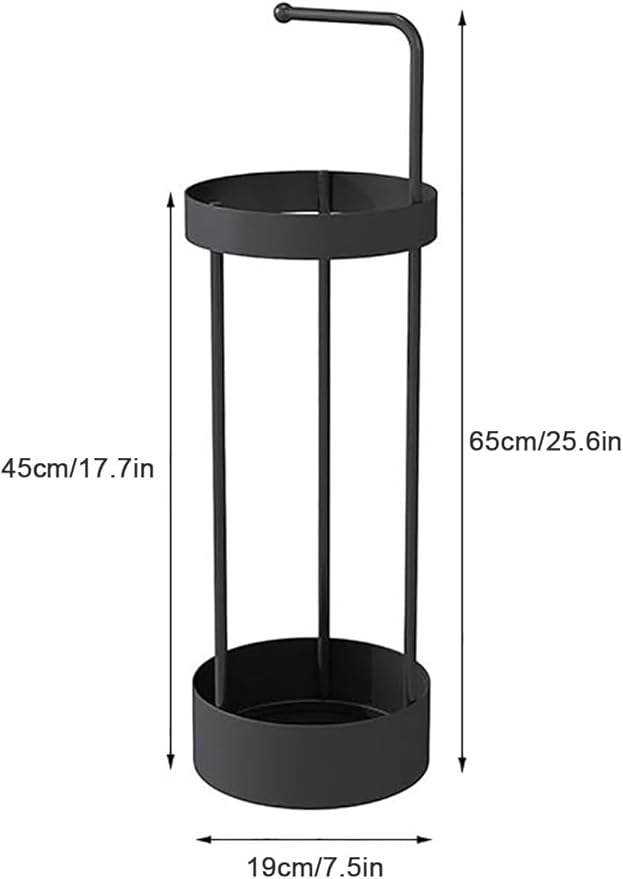 Golden Rust Proof Umbrella Holder, Entrance Drain Umbrella Bucket, Steel Circular Umbrella Holder, Umbrella Storage Rack, Suitable for use in Homes, Offices, Hotel Lobbies （Black）