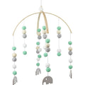 WAYUTO Neutral Handmade Felt Ball Ceiling Mobile - Green Elephant