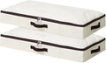 AMJ 2-Pack 4” Height Under-Bed Storage Baskets | Foldable Fabric Drawers for Clothes, Shoes, and Bedding, Beige