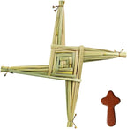 Enrichoice st brigid cross and Wooden cross set Woven Cross | Authentic Handmade Irish Blessing Art | Eco-Friendly for wall decor
