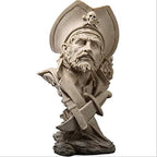 H&W Sandstone Pirate Figurines - Buccaneer Francis Drake Statue Decoration for Home/Study/Living Room, Great Collectible Figurines, Best Gift for The Man, Sandstone Color (HH17-D5)