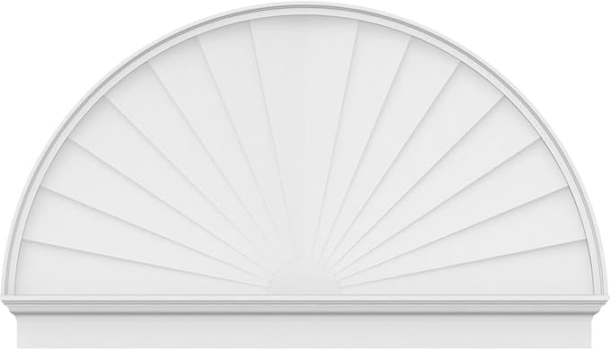 64"W x 38-3/4"H x 2-3/4"P Half Round Sunburst Architectural Grade PVC Combination Pediment