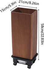 zktoermn Square Umbrella Stand Rack with Wheels, Wooden Umbrella Organizer Bin, Retro Indoor Umbrella Holder for Entryway, Office, Home(Brown,21x15x58cm)