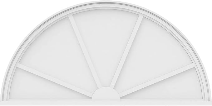 Ekena Millwork 50"W x 25"H x 2"P Half Round 4 Spoke Architectural Grade PVC Pediment