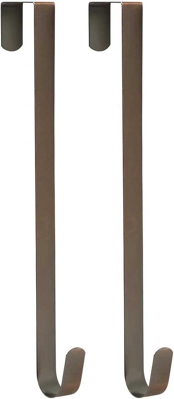 Sattiyrch 15" Wreath Hanger for Front Door,Sturdy Steel Wreath Door Hanger,Over The Door Hanger Hook (Brushed Copper, 2)