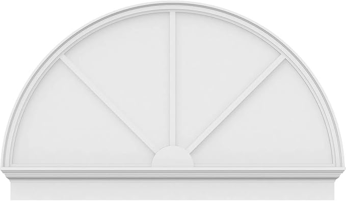 58"W x 35-3/4"H x 2-3/4"P Half Round 3 Spoke Architectural Grade PVC Combination Pediment
