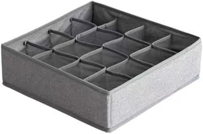 Underwear Organizer with Drawer Dividers, Foldable Fabric Dresser Closet Organizers Bins, Bedroom Cabinet Organization and Storage Box for Baby Clothes, Undies, Ties，Sock-Dark Grey (16cell)