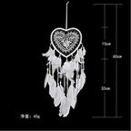 Skreened Christmas Lights，Fashion Handmade LED Light Dream Catcher with Feather Love Heart Dream Catcher Night Light Home Bedside Wall Hanging Home Party Wedding Decoration Gift (White)