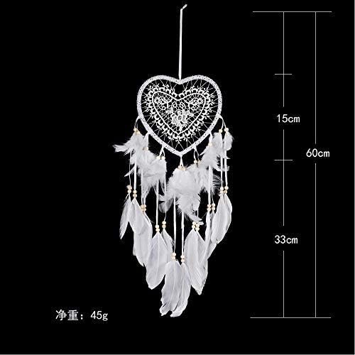 Skreened Christmas Lights，Fashion Handmade LED Light Dream Catcher with Feather Love Heart Dream Catcher Night Light Home Bedside Wall Hanging Home Party Wedding Decoration Gift (White)