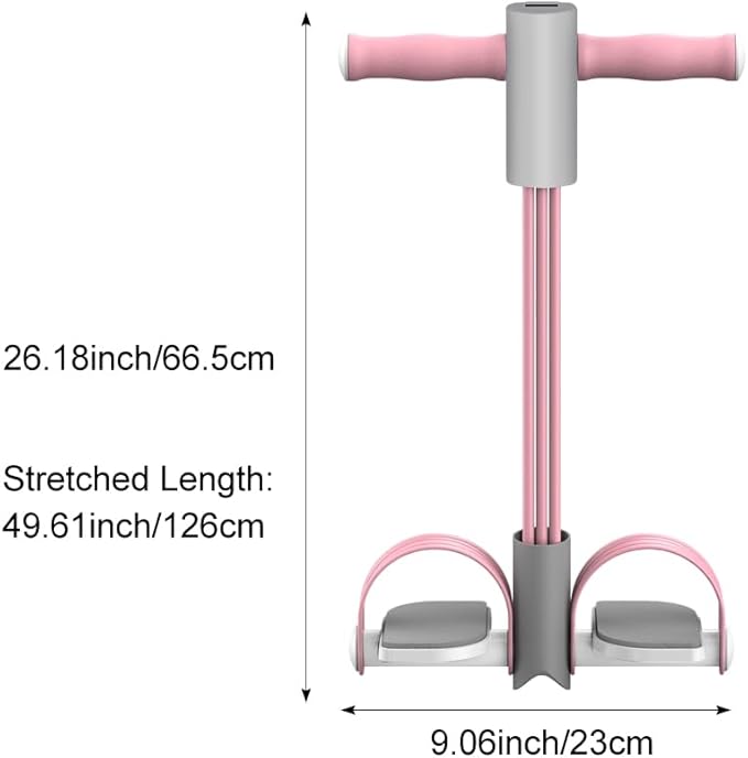 Abdominal Trainer, Sit-Up Training Equipment, 6 Tubes Fitness Elastic Pull Rope, Tension Rope Pull Up Pilate Foot Pedal Resistance Band Workout Tool Ab Shaper