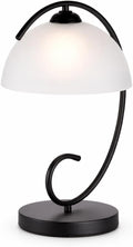 Modern Bedside Table Lamp with Frosted Glass Dome Shade, Sand Black Metal Base, E26 Socket, Plug-in with On/Off Switch for Bedroom, Living Room – No Bulb Included