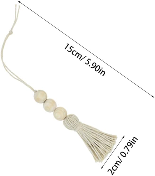 BESPORTBLE 8pcs Wood Bead Garland Ornaments Farmhouse Beads with Tassel Ornaments Hanging Decoration for Closet Handle Door Handle