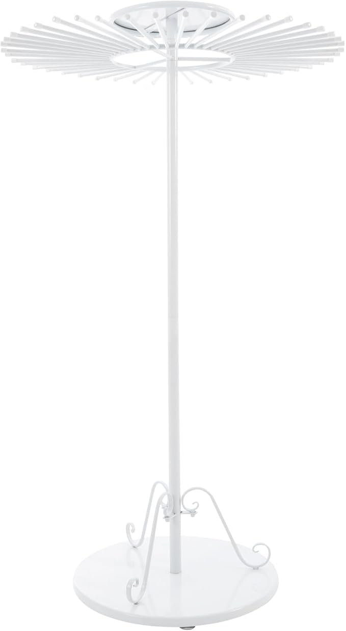 Scarf Display Stand 45-Arm Scarf Holder Organizer Freestanding Scarf Hanger 360° Rotating Rack for Home and Clothing Store (White, 45 Rods)
