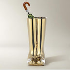 Z Gallerie Boot Umbrella Stand, Gold Metallic Dual-Boot Silhouette Ceramic Floor Umbrella Holder for Entryway Decor