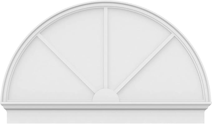 54"W x 33-3/4"H x 2-3/4"P Half Round 3 Spoke Architectural Grade PVC Combination Pediment
