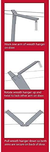 Haute Decor Adapt Adjustable Wreath Hanger, Top & Length Adjustable - Antique Brass - Over The Door Wreath Holder That Fits Almost Any Door Size