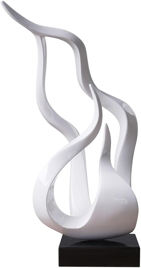 Abstract Sculpture Decor Modern Art Gift Holy Flame Figurine Statue for Home Office Living Dining Room White 16.5 Inch