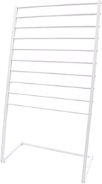 Scarf Display Stand, 10 Tier Metal Scarf Holder Organizer, Freestanding Scarf Rack, for Hanging Towels, Scarves, Clothes, Shawls, Blankets, Bandana, for Commercial Clothing Retail Store (White)