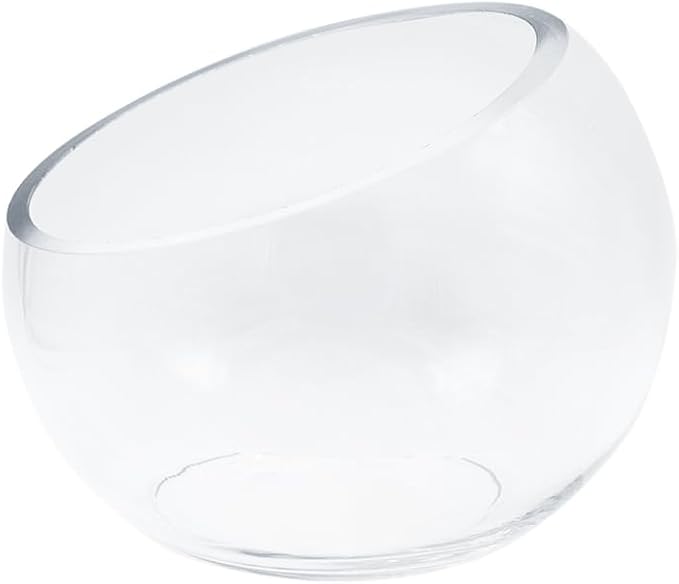 WGVI Slant Cut Bowl Glass Vase, Width 5.5", Height 4.5", Clear Terrarium, Candy Dish, Fruit Jar, Floral Container for Wedding Party Event, Home Office Decor, 1 Piece