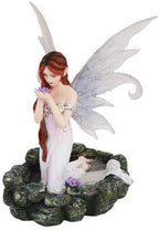 Pacific Giftware White Water Princess Fairy Kneeling in Pond Mystical Statue Figurine
